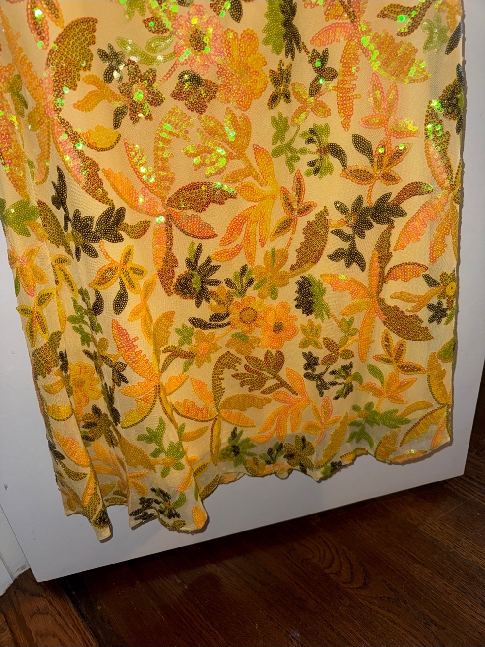 Lulus Glittering Icon Yellow Iridescent Sequin
Lace-Up Maxi Dress - Picture 6 of 6